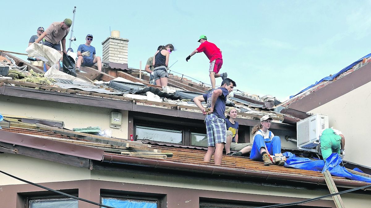 Dobrovolníky, kteří odklízejí škody po tornádu, čeká o víkendu práce na polích a vinicích